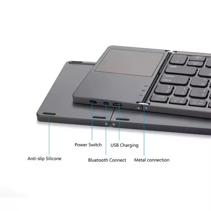 Foldable Keyboard--Bluetooth/Touchpad/Wireless/Rechargeable/Slim
