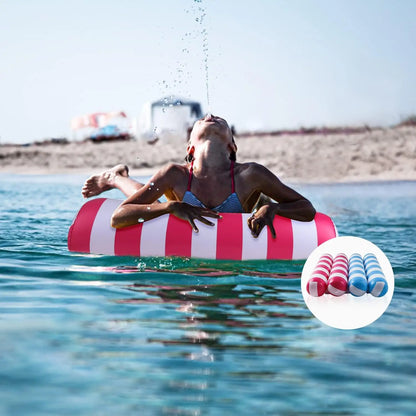 Foldable Manufacturer Wholesale PVC Floating Drainage Upper Striped Hammock Adult Amusement Lounge Chair Inflatable Floating Bed