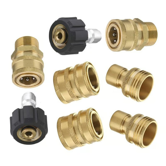 Pressure Washer Adapter Set--(simple and fast installation, suitable for M22 to rotate to 3/4 inches, 3/8 inches, 8PC)
