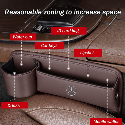 Exclusive Leather Car Seat Storage Box With Water Cup Holder