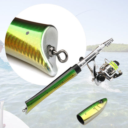 Fish-Shaped Mini Pocket Travel Fishing Pole Set