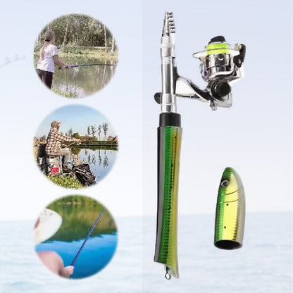 Fish-Shaped Mini Pocket Travel Fishing Pole Set